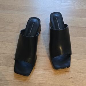 French Connection Black Open-Toe Mules